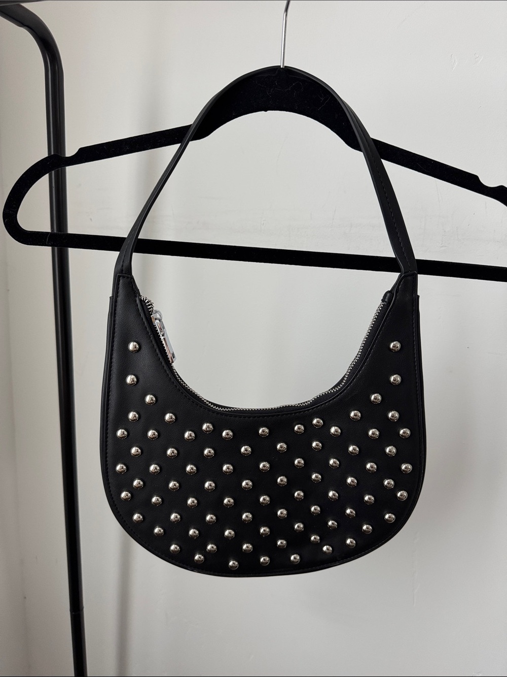 Princess Polly Black Studded Shoulder Bag